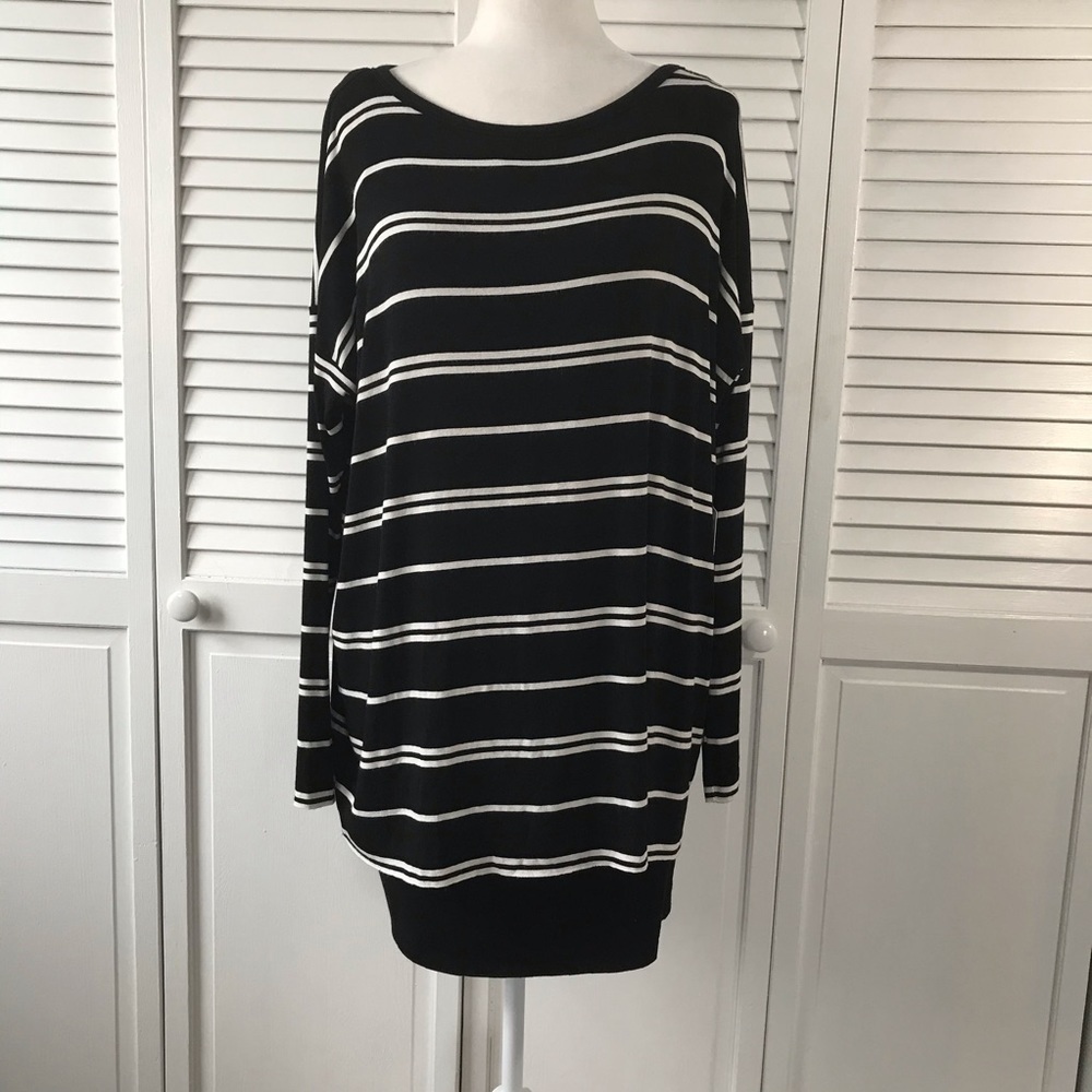 BAILEY 44 Black White Layered Striped Records Dress Size Large